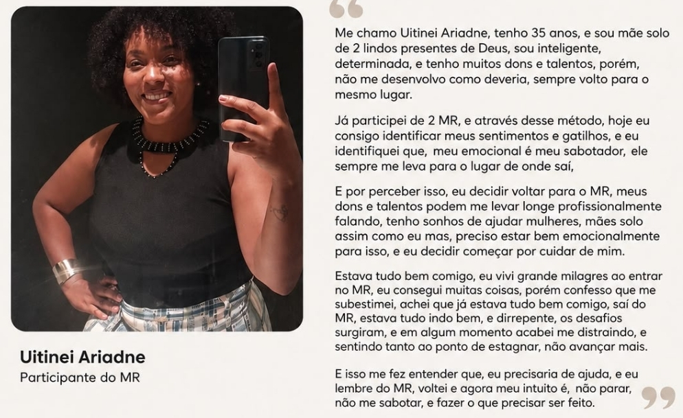 Depoimento de Uitinei Ariadne, participante do MR