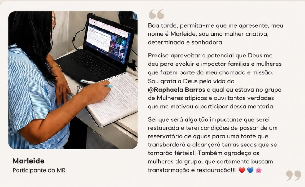 Depoimento de Marleide, participante do MR